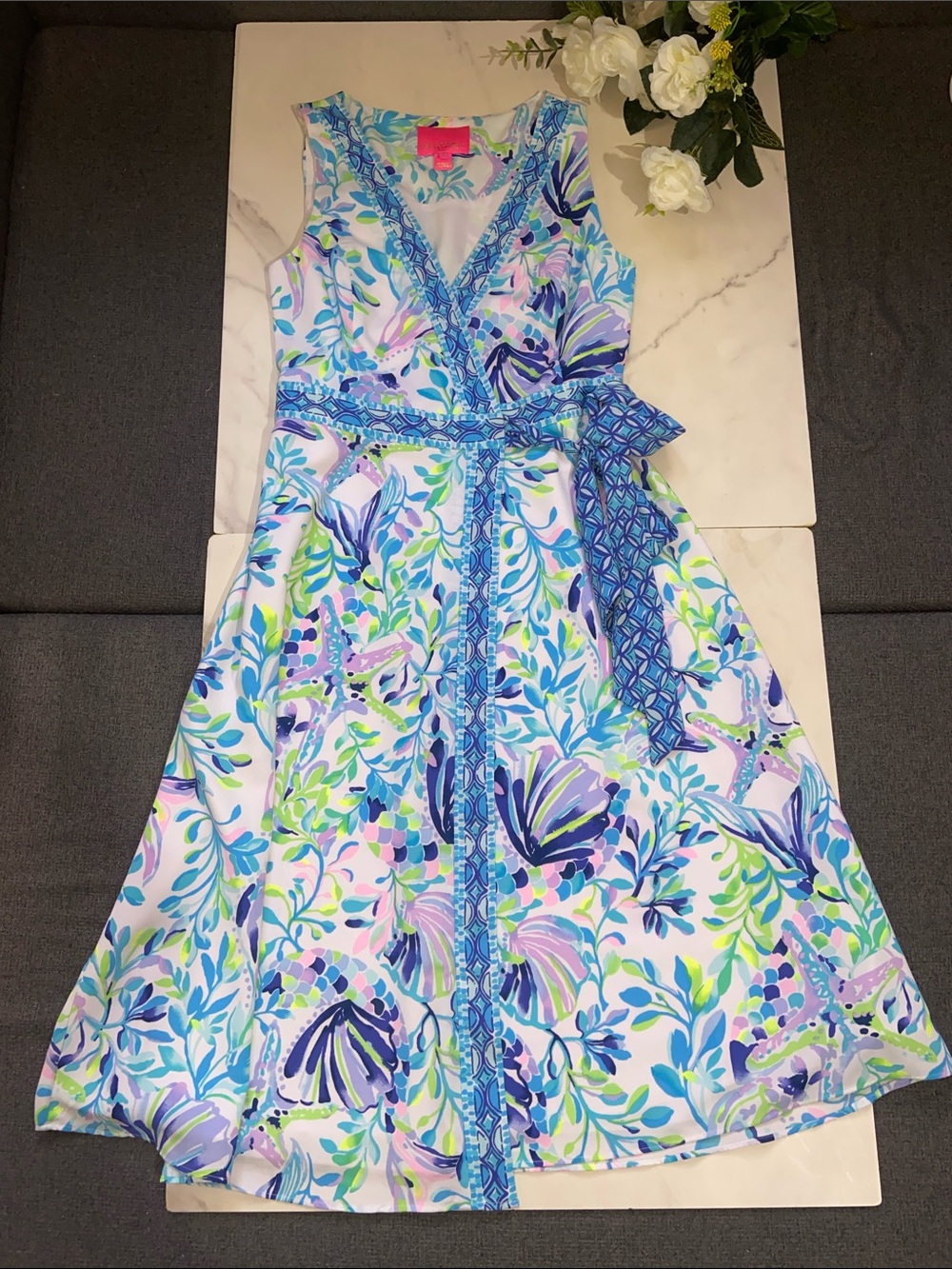 Lilly Pulitzer Shaylee in Resort White Shell Beach Engineered Wrap Dress Size 2